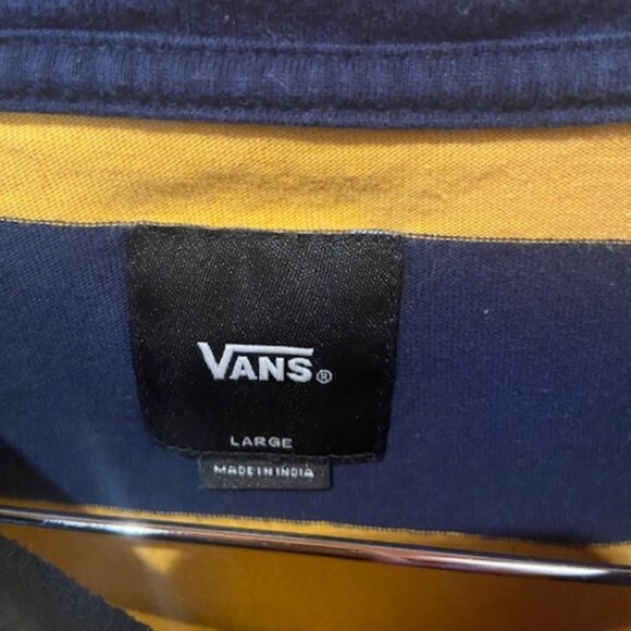 Vans Striped Yellow and Navy Long Sleeve Mens Size L - Picture 2 of 4